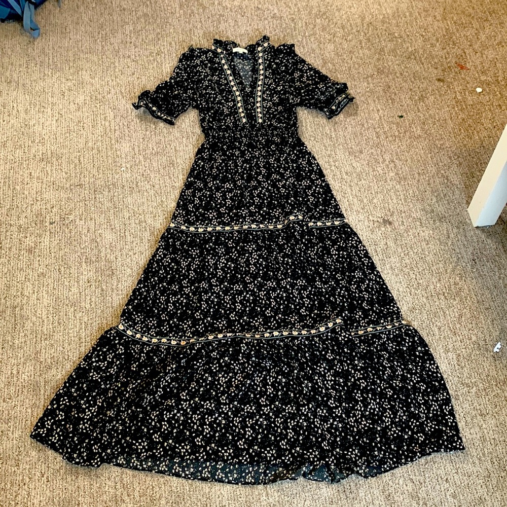 black floral pattern dress